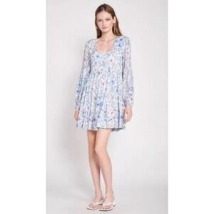 En Saison Vera Long‎ Sleeve Mini Dress Floral Tiered Cottage Core Size Small